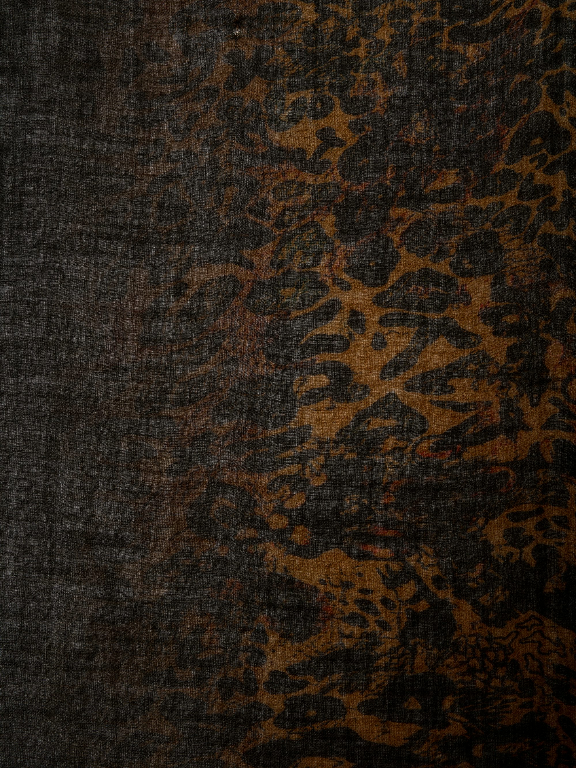 Judy Leopard Scarf - Brown wool scarf with leopard tie-dye print.